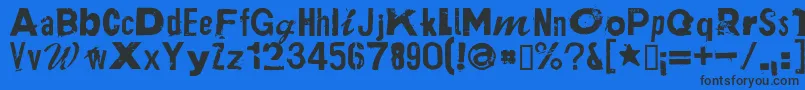 PlakkenRegular-Schriftart – Schwarze Schriften auf blauem Hintergrund