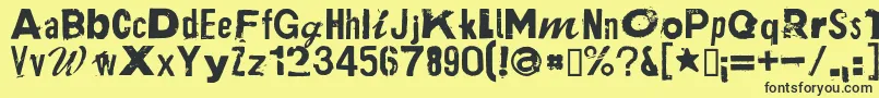 フォントPlakkenRegular – 黒い文字の黄色い背景