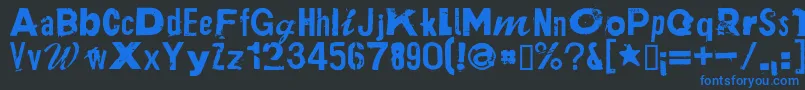 フォントPlakkenRegular – 黒い背景に青い文字