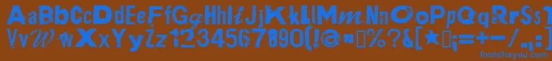 フォントPlakkenRegular – 茶色の背景に青い文字
