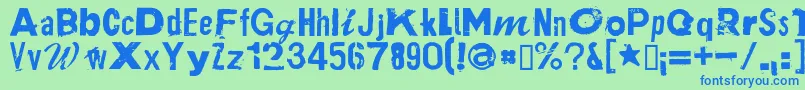 フォントPlakkenRegular – 青い文字は緑の背景です。