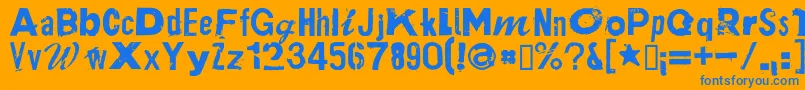 PlakkenRegular-fontti – siniset fontit oranssilla taustalla