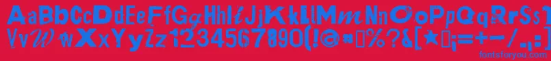 フォントPlakkenRegular – 赤い背景に青い文字