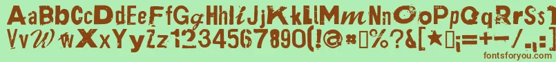 PlakkenRegular-fontti – ruskeat fontit vihreällä taustalla