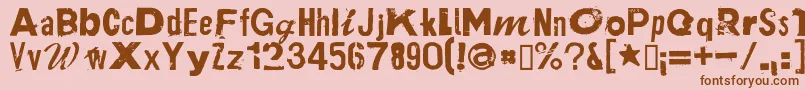 PlakkenRegular-Schriftart – Braune Schriften auf rosa Hintergrund