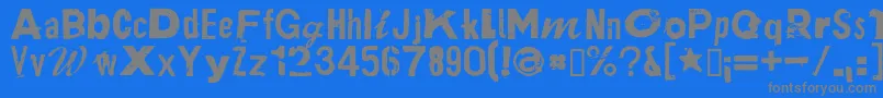 PlakkenRegular-fontti – harmaat kirjasimet sinisellä taustalla