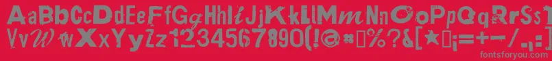 PlakkenRegular-fontti – harmaat kirjasimet punaisella taustalla