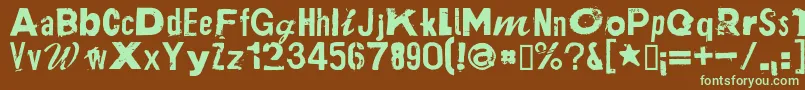 PlakkenRegular-fontti – vihreät fontit ruskealla taustalla