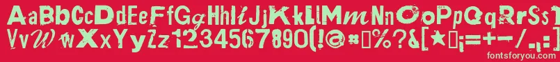 フォントPlakkenRegular – 赤い背景に緑の文字