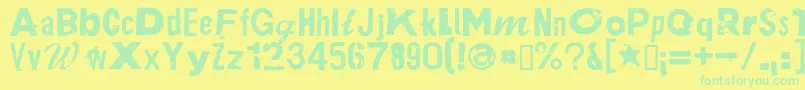 PlakkenRegular Font – Green Fonts on Yellow Background