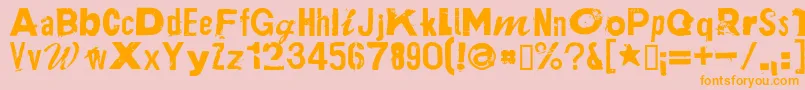 フォントPlakkenRegular – オレンジの文字がピンクの背景にあります。