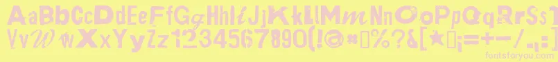 PlakkenRegular-Schriftart – Rosa Schriften auf gelbem Hintergrund