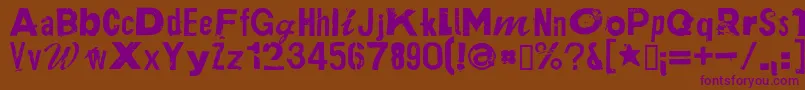 Czcionka PlakkenRegular – fioletowe czcionki na brązowym tle