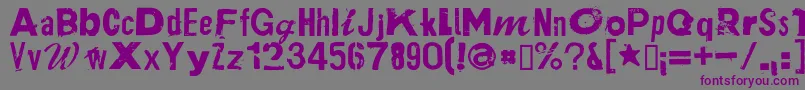フォントPlakkenRegular – 紫色のフォント、灰色の背景