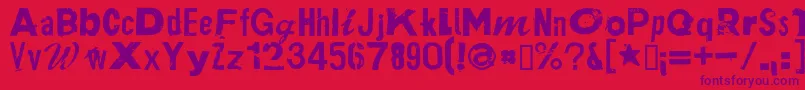 Czcionka PlakkenRegular – fioletowe czcionki na czerwonym tle
