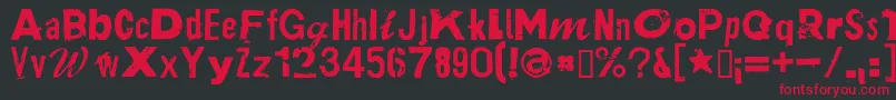 フォントPlakkenRegular – 黒い背景に赤い文字