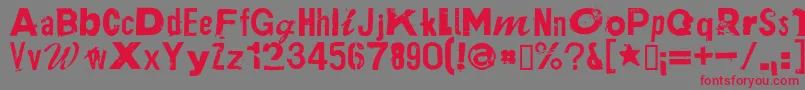 フォントPlakkenRegular – 赤い文字の灰色の背景