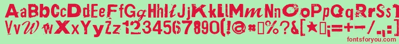 フォントPlakkenRegular – 赤い文字の緑の背景
