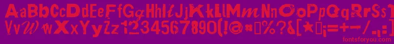 PlakkenRegular-Schriftart – Rote Schriften auf violettem Hintergrund