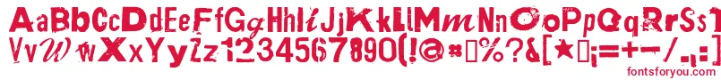 PlakkenRegular-fontti – punaiset fontit valkoisella taustalla