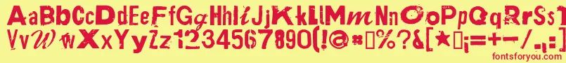 フォントPlakkenRegular – 赤い文字の黄色い背景