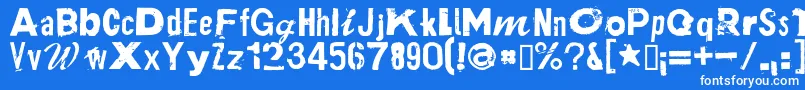 PlakkenRegular-Schriftart – Weiße Schriften auf blauem Hintergrund