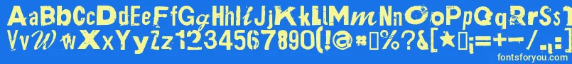 フォントPlakkenRegular – 黄色の文字、青い背景