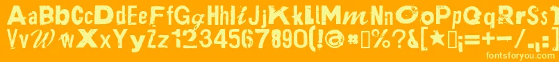 PlakkenRegular-Schriftart – Gelbe Schriften auf orangefarbenem Hintergrund