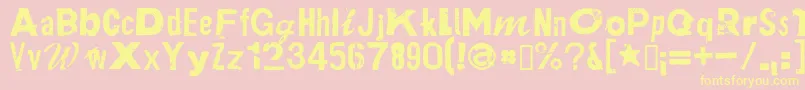 PlakkenRegular-Schriftart – Gelbe Schriften auf rosa Hintergrund