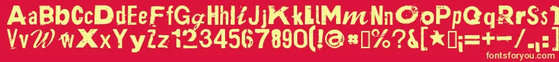 フォントPlakkenRegular – 黄色の文字、赤い背景
