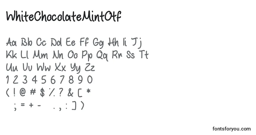 WhiteChocolateMintOtf-fontti – aakkoset, numerot, erikoismerkit