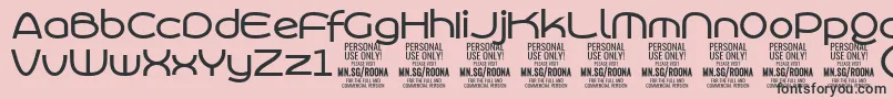 RoonasansmePersonalUse-fontti – mustat fontit vaaleanpunaisella taustalla
