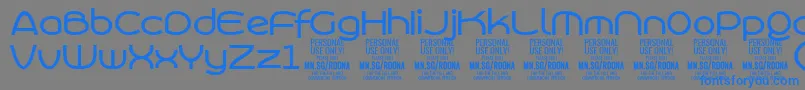 Fonte RoonasansmePersonalUse – fontes azuis em um fundo cinza
