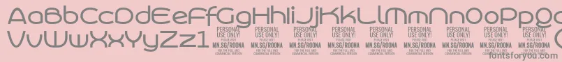 RoonasansmePersonalUse-fontti – harmaat kirjasimet vaaleanpunaisella taustalla