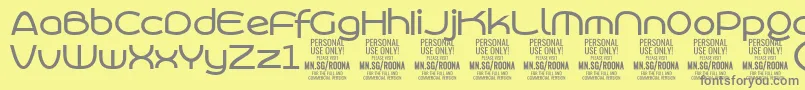 Fonte RoonasansmePersonalUse – fontes cinzas em um fundo amarelo