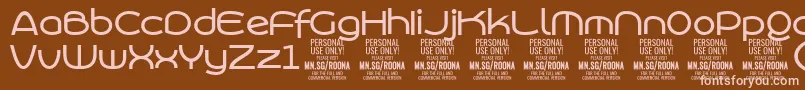 Weitere Informationen zur RoonasansmePersonalUse-Schriftart RoonasansmePersonalUse-Schriftart – Rosa Schriften auf braunem Hintergrund