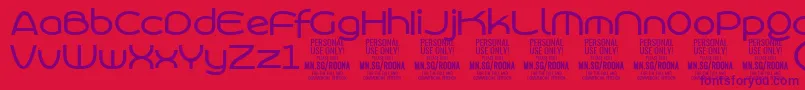 Czcionka RoonasansmePersonalUse – fioletowe czcionki na czerwonym tle