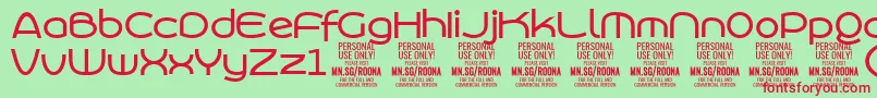 Шрифт RoonasansmePersonalUse – красные шрифты на зелёном фоне