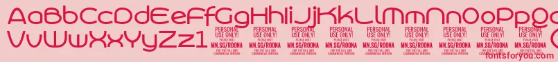 RoonasansmePersonalUse-Schriftart – Rote Schriften auf rosa Hintergrund