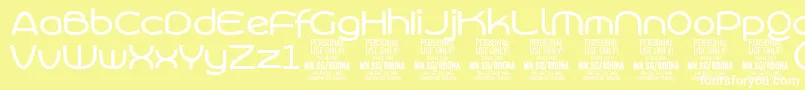Saiba mais sobre a fonte RoonasansmePersonalUse Fonte RoonasansmePersonalUse – fontes brancas em um fundo amarelo