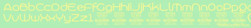RoonasansmePersonalUse-Schriftart – Gelbe Schriften auf grünem Hintergrund
