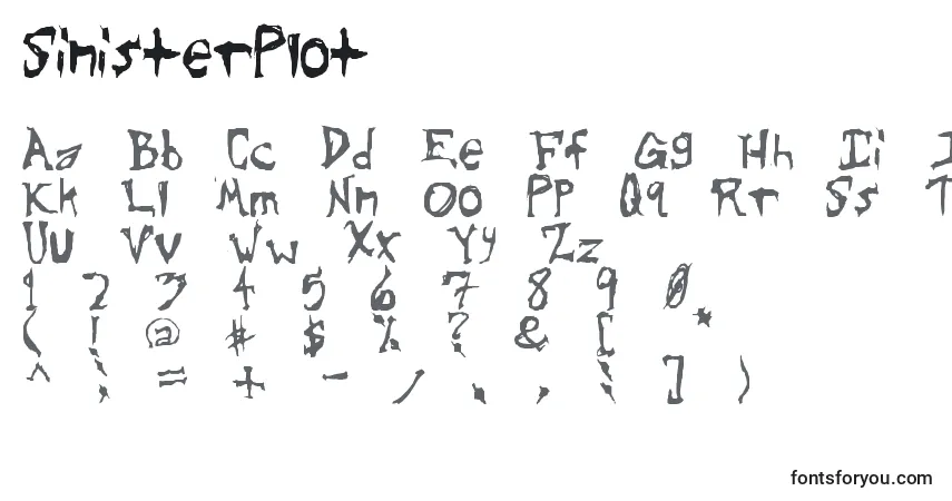 Шрифт SinisterPlot – алфавит, цифры, специальные символы