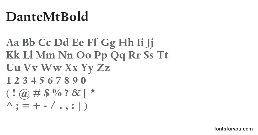 DanteMtBold-fontti – aakkoset, numerot, erikoismerkit