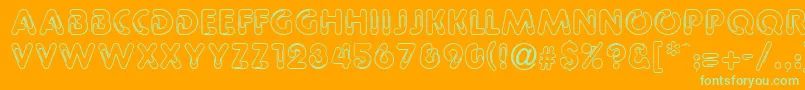 GeClipz-Schriftart – Grüne Schriften auf orangefarbenem Hintergrund