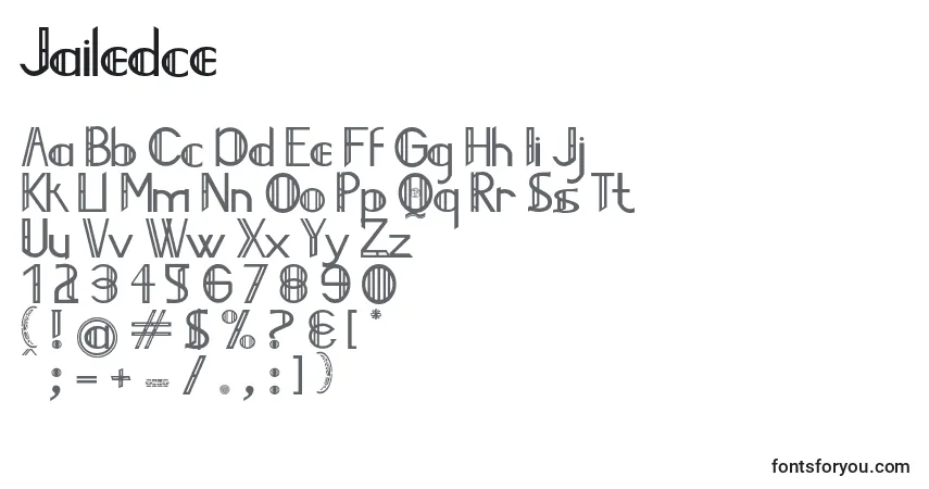 Schriftart Jailedce – Alphabet, Zahlen, spezielle Symbole