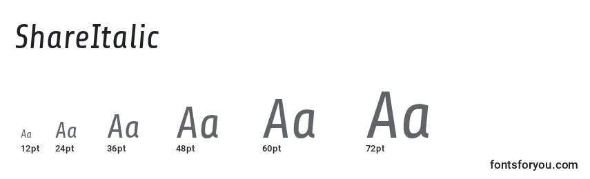ShareItalic Font Sizes