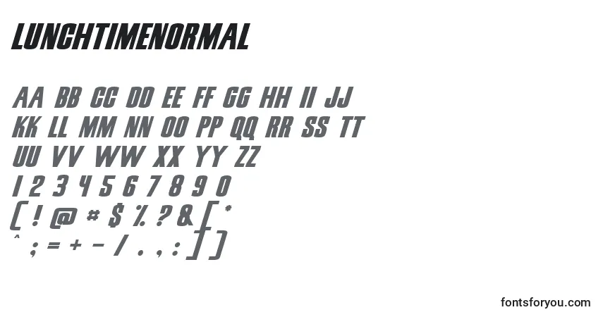 Schriftart LunchTimeNormal – Alphabet, Zahlen, spezielle Symbole
