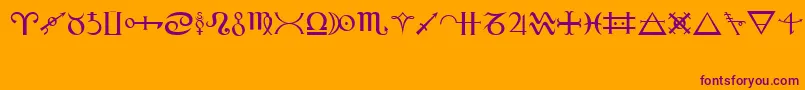 Alchemy-fontti – violetit fontit oranssilla taustalla