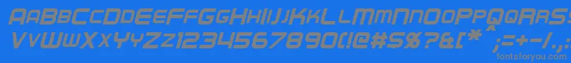 フォントRegenItalic – 青い背景に灰色の文字