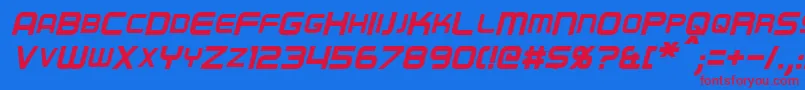 RegenItalic Font – Red Fonts on Blue Background